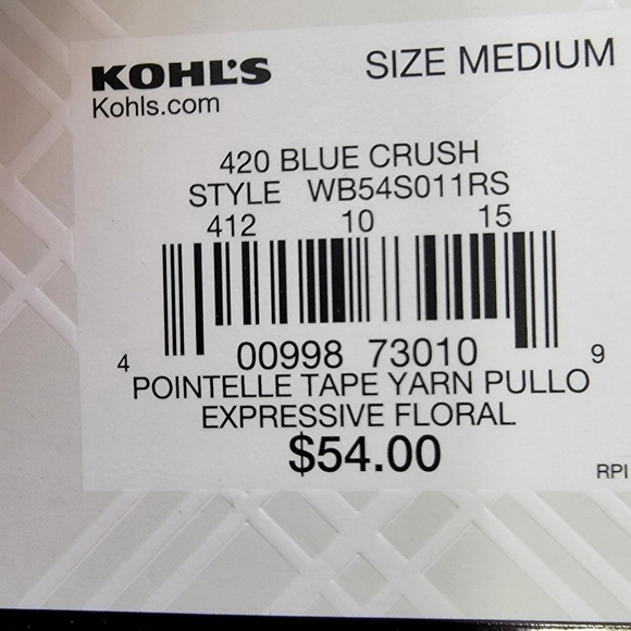 Dana Buchman Pointelle Tape Yarn Pullover Sweater Size Medium NWT - Picture 10 of 10